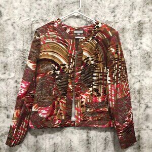 Laura Max Bedford Waffle Knit Colorful Abstract Animal Print Blazer Med Petite